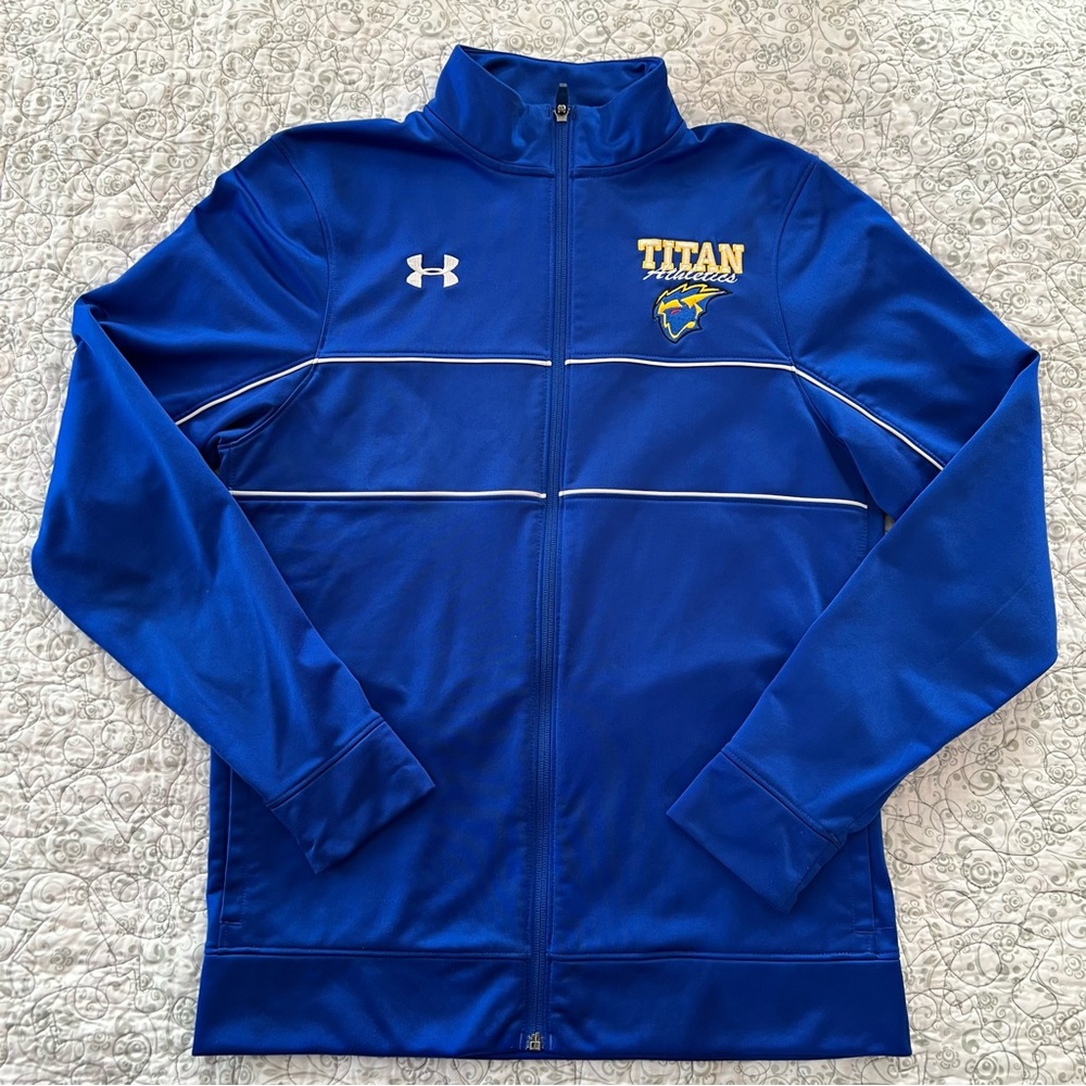 Under Armour Men's Royal Blue Titan Athletics Lightweight Zip Jacket Sporty Fan